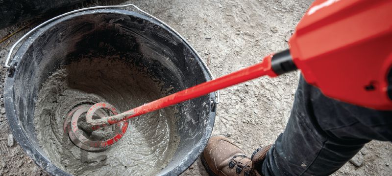 Mezclador de paletas a batería NMX 6-22 Mezclador a batería con potente motor sin escobillas para mezclar hormigón, morteros y muchos otros materiales de construcción (plataforma de baterías Nuron) Aplicaciones 1