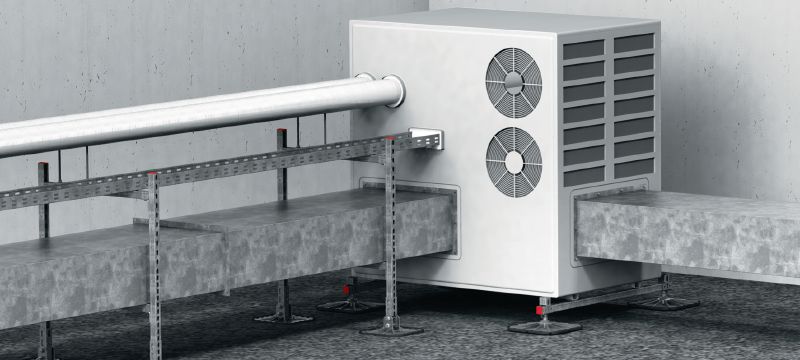 MV-LDP-L Placa de distribución de cargas robusta con ángulo ajustable para la instalación de unidades de aire acondicionado, pasarelas, conductos de ventilación, líneas de tuberías o bandejas de cables en cubiertas planas Aplicaciones 1