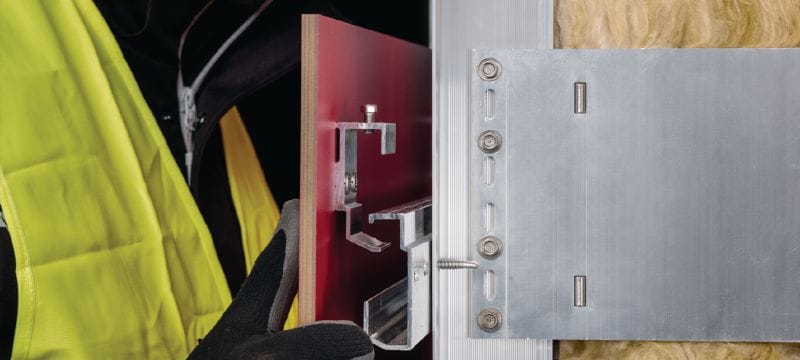 Perfiles de dispositivo de suspensión MFT-HP 22.5 Carril de suspensión para la fijación oculta de paneles de fachada mediante dispositivos suspensión Aplicaciones 1