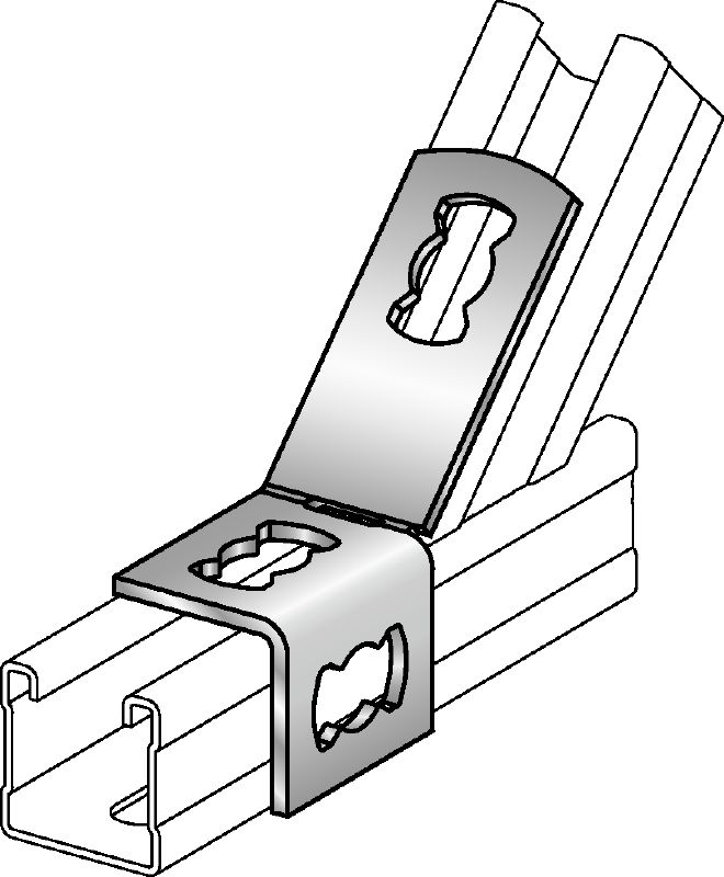 Soporte angular MQW-3/135 Ángulo galvanizado de 45 o 135 grados para la conexión de varios carriles de carga MQ