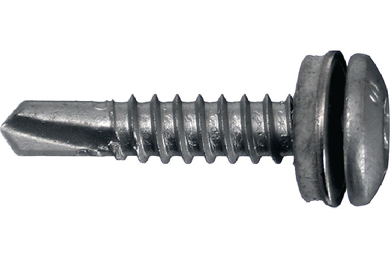 Tornillos para metal autotaladrantes S-MD 33 PSS Tornillo autotaladrante de cabeza alomada (acero inoxidable A4) con arandela de 12 mm para fijaciones de metal a metal de espesor medio-alto (hasta 5,5 mm)
