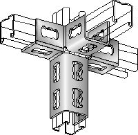 Conector angular MQV-4/3 D Conector de carril galvanizado para estructuras tridimensionales