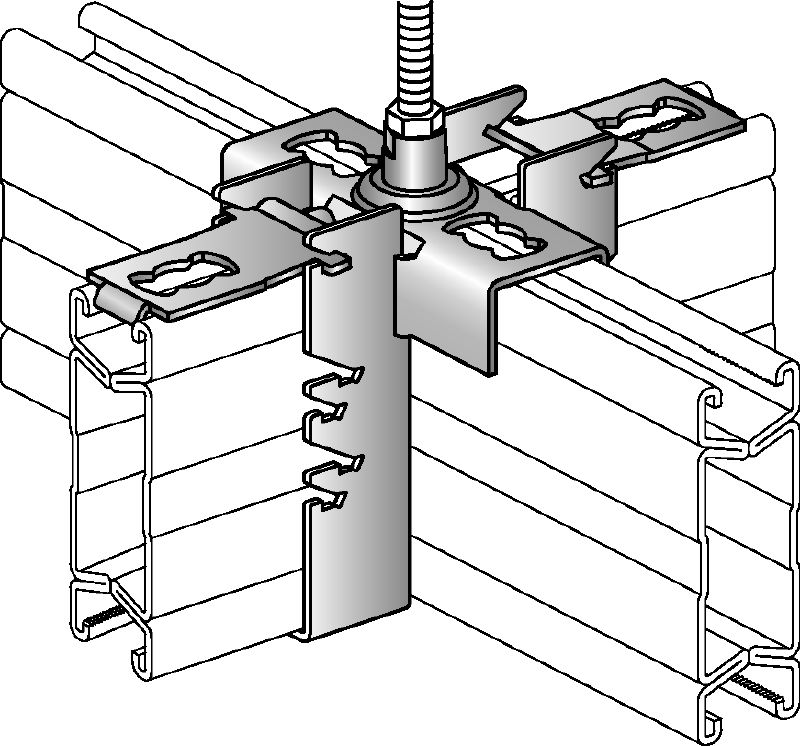 Conector de cruce MQI-K Conector de cruce para el montaje transversal de carriles con una conexión M12 integrada que permite ajustar la altura