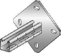 MQK-41/4-F Soporte galvanizado en caliente (HDG) de 41 mm de altura, con carril de carga MQ y placa base cuadrada que ofrece mayor rigidez