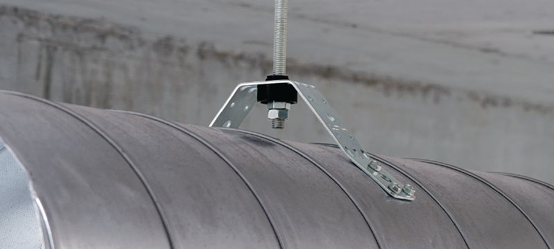 Soporte de ventilación MVA-S Dispositivos de suspensión de conductos de aire galvanizados para la fijación de conductos de aire redondos con aislamiento acústico Aplicaciones 1