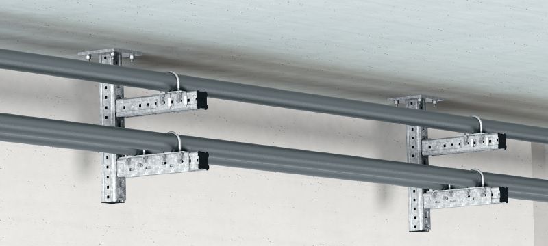 MIC-UB Conector galvanizado en caliente (HDG) para la fijación de pernos en U a vigas MI con gran capacidad de ajuste Aplicaciones 1