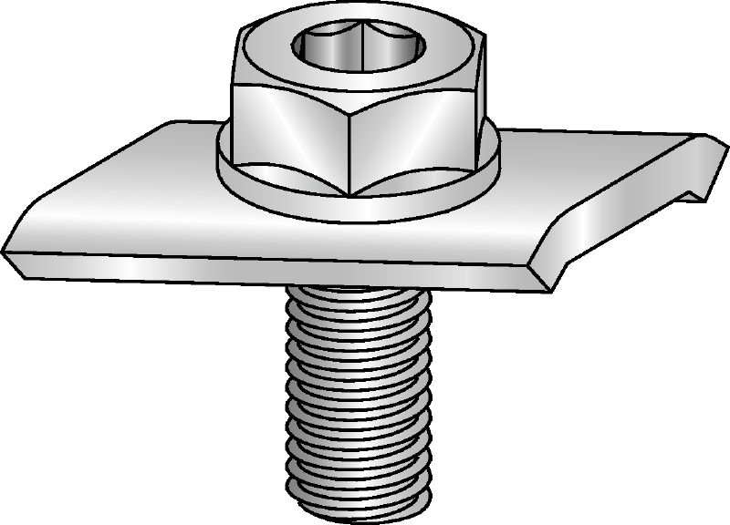 Tornillo de carril MC-S-M10 Tornillo de conexión galvanizado para la fijación de conexiones a la cara trasera de los carriles de montaje MC en interiores