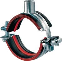 Abrazadera de tuberías de cierre rápido MPN-QRC (con aislamiento acústico) Abrazadera de tuberías galvanizada de alto rendimiento con cabezal de conexión rápida que maximiza la productividad en aplicaciones de carga media
