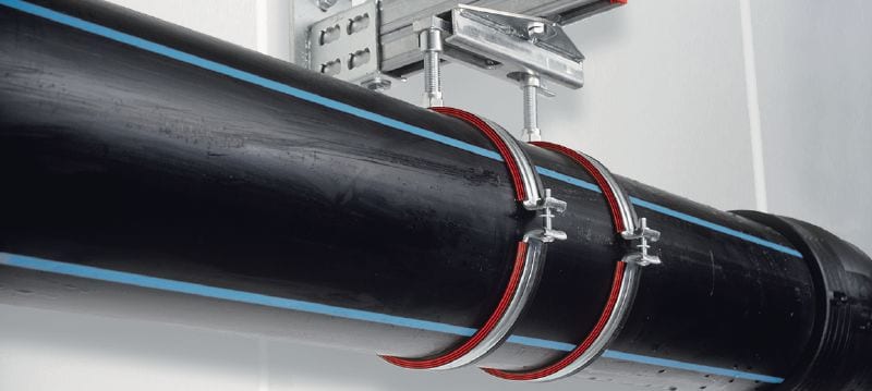 MP-MI Abrazadera para tuberías galvanizada de alta calidad con aislamiento acústico para aplicaciones de tuberías pesadas (sistema métrico) Aplicaciones 1