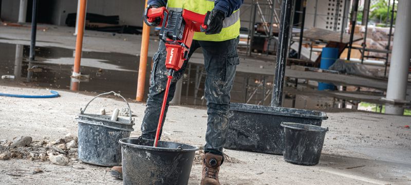 Mezclador de paletas a batería NMX 6-22 Mezclador a batería con potente motor sin escobillas para mezclar hormigón, morteros y muchos otros materiales de construcción (plataforma de baterías Nuron) Aplicaciones 1