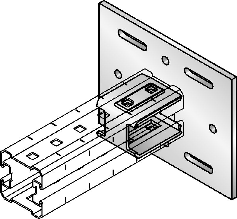 Conector de placa base MIQC-S Placa base galvanizada en caliente (HDG) para la fijación de vigas MIQ a acero en aplicaciones pesadas