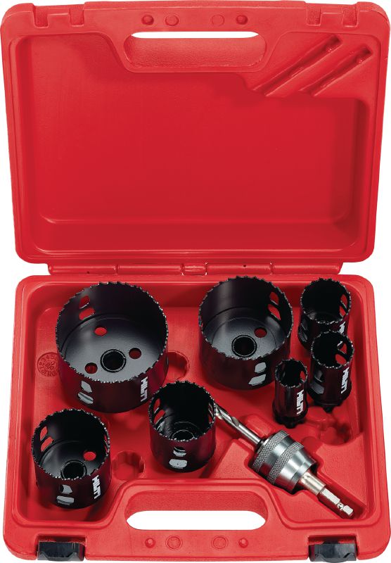 Juego de brocas corona HS-MU Juego de brocas corona bimetálicas MetalCut y MultiCut para cortar orificios en varios materiales