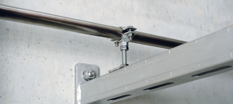 Abrazadera de tuberías de carga ligera MP-SRN Abrazadera para tuberías de acero inoxidable estándar sin aislamiento acústico para aplicaciones ligeras Aplicaciones 1