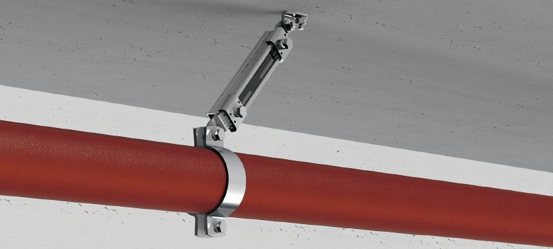 MQS-SP-T Tornillo tuerca carril de puntal premontado galvanizado con aprobación FM para refuerzos sísmicos transversales de tuberías de aspersores de sistemas contra incendios Aplicaciones 1