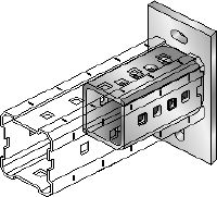 MIC-C-AA/-D Placa base galvanizada en caliente (HDG) para la fijación de vigas MI-90 a hormigón mediante dos anclajes
