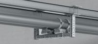 MI-PS 2/2 Placas deslizantes dobles galvanizadas en caliente (HDG) para la fijación de tuberías DN 200-600 a vigas MI en aplicaciones de carga pesada Aplicaciones 1