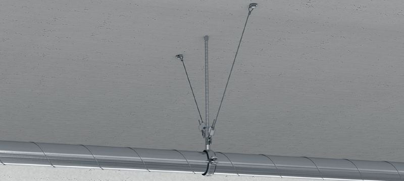 Clip de suspensión a techo MW-C Brida de argolla multifuncional para la fijación de sistemas de suspensión de cables trenzados MW a cualquier superficie vertical, horizontal o inclinada Aplicaciones 1