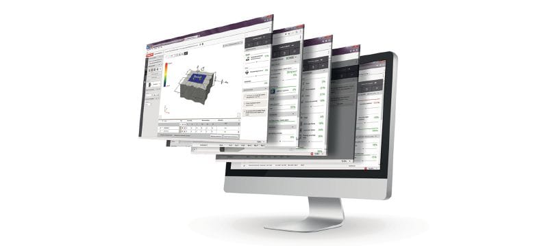 PROFIS Engineering Suite, software de diseño estructural Software de diseño de anclajes de ingeniería estructural con códigos y homologaciones, cálculos de métodos de elementos finitos basados en componentes y una amplia variedad de métodos de fijación