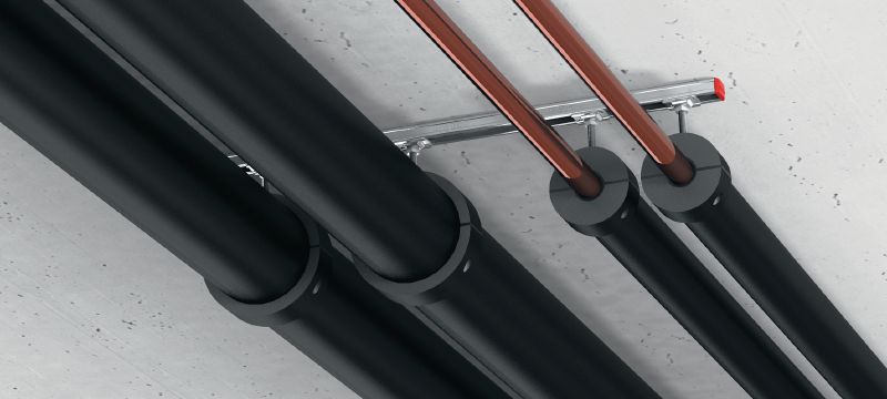 MRP-KF Abrazadera de tuberías con aislante de alta densidad de máximo rendimiento con cierre rápido innovador para aplicaciones de refrigeración pesadas Aplicaciones 1