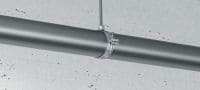 MP-M-F Abrazadera para tuberías galvanizada en caliente (HDG) estándar sin aislamiento acústico para aplicaciones de tuberías pesadas (sistema métrico) Aplicaciones 1