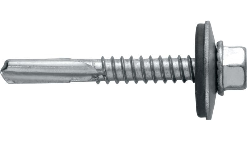 Tornillos para metal autotaladrantes S-MD55Z Tornillo autotaladrante (acero al carbono galvanizado) con arandela de 16 mm para fijaciones de metal a metal de espesor alto (hasta 15 mm)