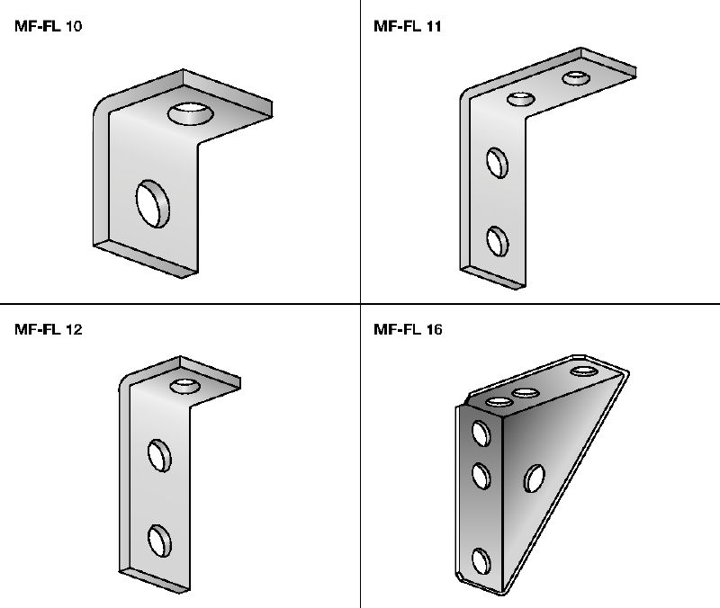 MF-FL Ángulo galvanizado en caliente (HDG) estándar para numerosas conexiones de puntales estándar