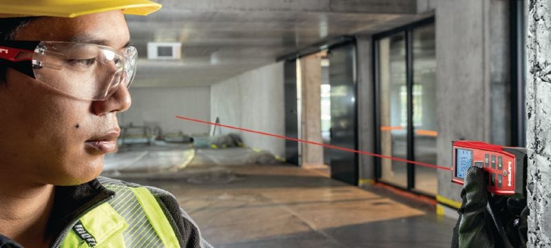 Medidor láser PD-I Medidor láser robusto con funciones de medición inteligentes y conectividad Bluetooth® para aplicaciones de interiores de hasta 100 m/330 pies Aplicaciones 1