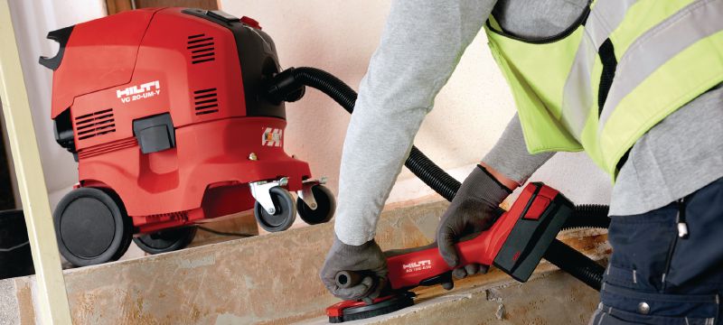 Amoladora angular a batería AG 150-A36 Amoladora angular a batería con batería de 36 V y motor sin escobillas para tareas diarias de corte y desbaste utilizando discos de hasta 150 mm de diámetro Aplicaciones 1