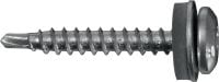 Tornillos para metal autotaladrantes S-MD 31 LPS Tornillo autotaladrante de cabeza alomada (acero inoxidable A2) con arandela de 12 mm para fijaciones de metal a metal de espesor bajo (hasta 4.0 mm)