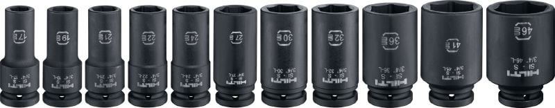 Vaso de impacto largo SI-S 3/4 Vasos de impacto largos de 3/4 (pulgadas) para apretar pernos y anclajes