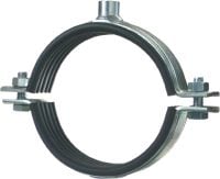 MP-MXI Abrazadera para tuberías galvanizada de alta calidad con aislamiento acústico para aplicaciones de tuberías muy pesadas (sistema métrico)