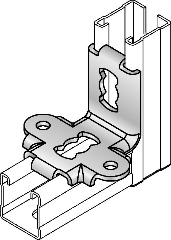 Ángulo sísmico MQS-W Conector de carril de carga galvanizado para el uso en trapecios de carriles anclados para aplicaciones sísmicas